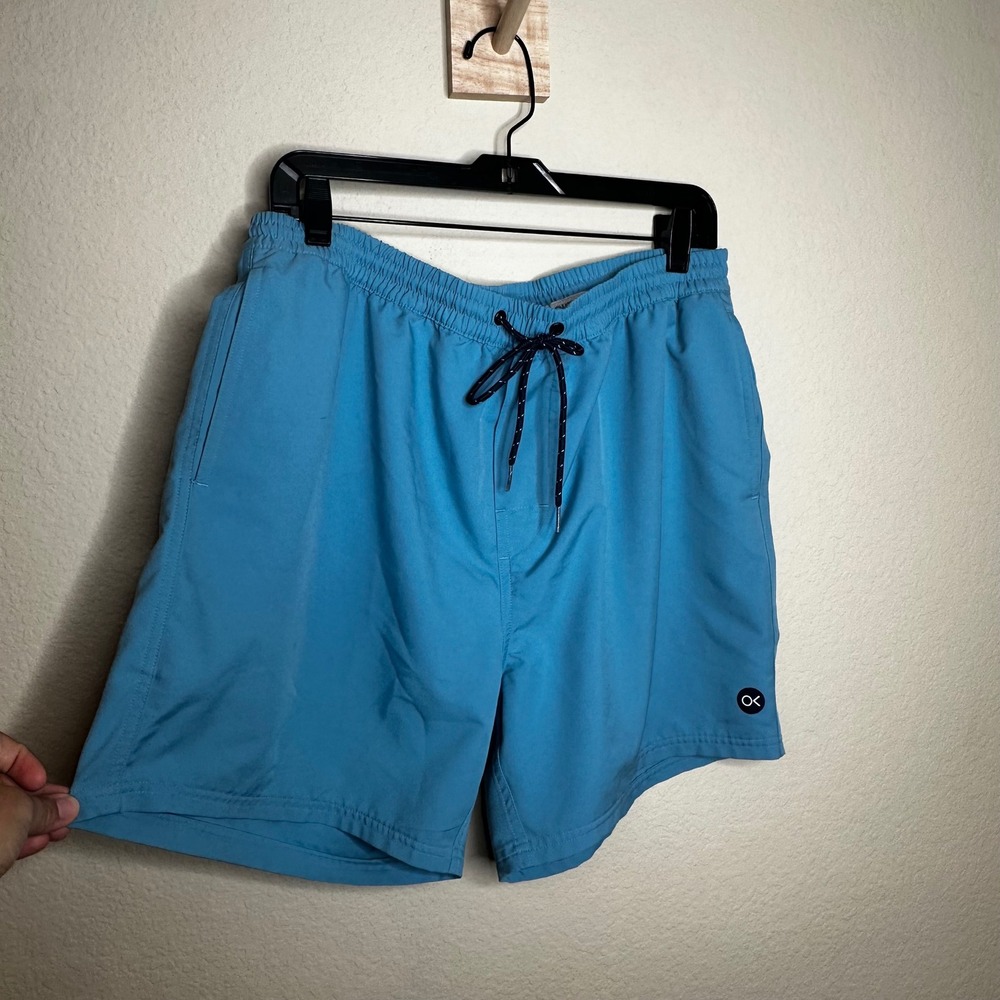 Outerknown Mens Nomadic Volley Shorts Light Blue Recycled Polyester Size L